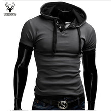 Summer Men Fashion Casual Short Sleeve Tops Hooded