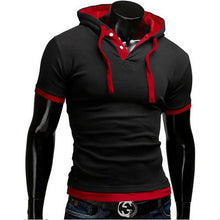 Summer Men Fashion Casual Short Sleeve Tops Hooded