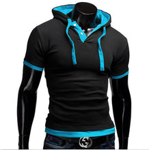 Summer Men Fashion Casual Short Sleeve Tops Hooded