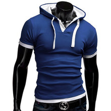 Summer Men Fashion Casual Short Sleeve Tops Hooded