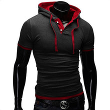Summer Men Fashion Casual Short Sleeve Tops Hooded