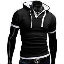 Summer Men Fashion Casual Short Sleeve Tops Hooded