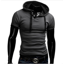 Summer Men Fashion Casual Short Sleeve Tops Hooded