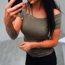 Bandage T shirt Women Off Shoulder Shirt Short Sleeve Tops Solid White Red Green T-shirt Kyliejenner Sexy Tee Shirt Femme
