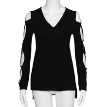 Women's Fashion Shirts Black Sexy Hollow Out Tops Casual Club Sexy Hollow Sleeve T-Shirt