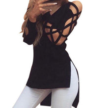 Women's Fashion Shirts Black Sexy Hollow Out Tops Casual Club Sexy Hollow Sleeve T-Shirt