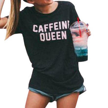 COFFEINF QUEEN Printing  T shirt 2017 Summer Women Letter Print Short Sleeve shirt short sleeve shirts casual brand design tops