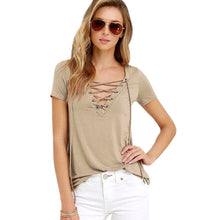 Fashion Womens T Shirt Loose Bandage Pullover Short Sleeve Tops 2017 Girl Lady Summer Beachwear Shirt