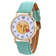 Genvivia Luxury Brand Watch 2017 Fashion women Simple Cute Expression Leather Quartz Wristwatch reloj hombre