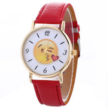 Genvivia Luxury Brand Watch 2017 Fashion women Simple Cute Expression Leather Quartz Wristwatch reloj hombre