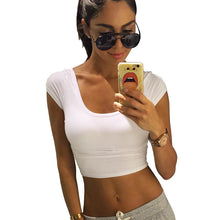 2017 Summer Sexy 95% Cotton Women T-Shirt crop top punk club rock casual fashion solid black white t shirt