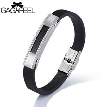 GAGAFEEL Classic Stainless Steel Bracelets & Bangles Cowhide Leather Jewelry For Men Genuine Carbon Fiber Health Care Bracelet
