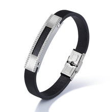GAGAFEEL Classic Stainless Steel Bracelets & Bangles Cowhide Leather Jewelry For Men Genuine Carbon Fiber Health Care Bracelet