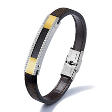 GAGAFEEL Classic Stainless Steel Bracelets & Bangles Cowhide Leather Jewelry For Men Genuine Carbon Fiber Health Care Bracelet