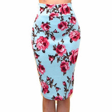 Women Sexy Midi Skirt Fashion Rose Floral Print Slim Bodysuit Party Street Style Knee-Length Empire Pencil skirt faldas mujer