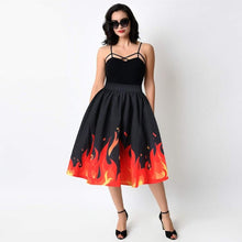 European Style Skirt Women Elastic Waistband Skull Rose Print Pleated Casual Midi Skirt Autumn Winter Skirts faldas mujer