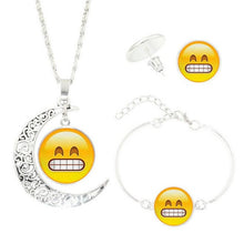 Statement Chain Crescent Moon Necklace Stud Earrings Bracelet Bangle Set QQ expression time Necklace Set #py50