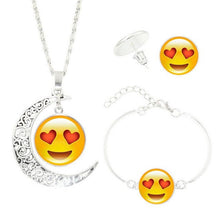 Statement Chain Crescent Moon Necklace Stud Earrings Bracelet Bangle Set QQ expression time Necklace Set #py50
