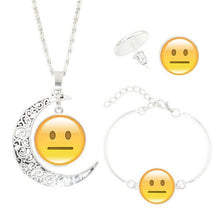 Statement Chain Crescent Moon Necklace Stud Earrings Bracelet Bangle Set QQ expression time Necklace Set #py50