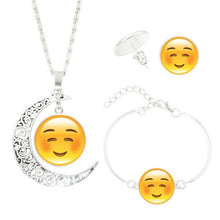 Statement Chain Crescent Moon Necklace Stud Earrings Bracelet Bangle Set QQ expression time Necklace Set #py50