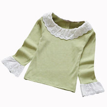 Sweet Girl T-shirts 2017 Autumn Girls Fashion Ruffles Lace Cotton T-shirts Kids Top&outwear 5 Colors