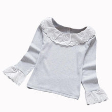 Sweet Girl T-shirts 2017 Autumn Girls Fashion Ruffles Lace Cotton T-shirts Kids Top&outwear 5 Colors