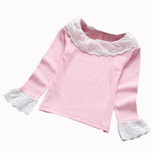 Sweet Girl T-shirts 2017 Autumn Girls Fashion Ruffles Lace Cotton T-shirts Kids Top&outwear 5 Colors