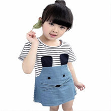 2017 Summer Children's Dresses Casual Striped Girls Dresses Fashion Short Sleeve T-shirt Dresses for Kids Vestido Jeans Infantil
