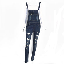 Women Adjustable Strap Ripped Denim Overalls Jean Jumpsuits Suspender Trousers